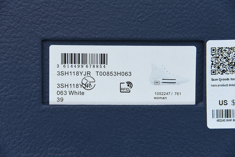 dio* b23 oblique high-top white sneaker