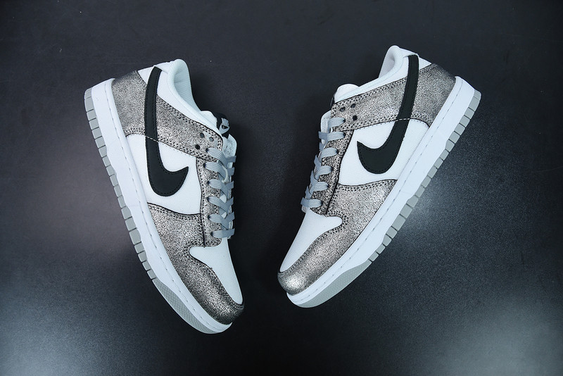 nike dunk low with silver cracked leather do5882-001