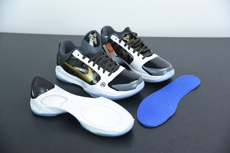 nike kobe v protro black white gold cd0824-127