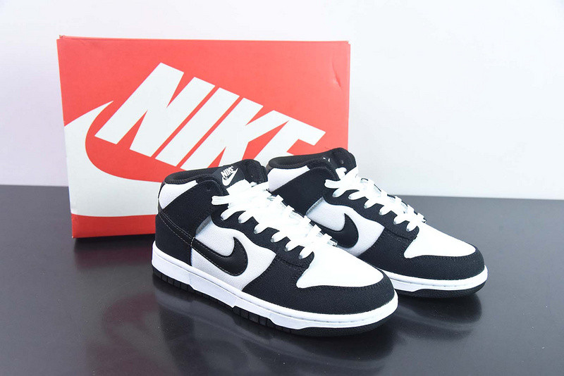 nike dunk mid black white dv0830-102